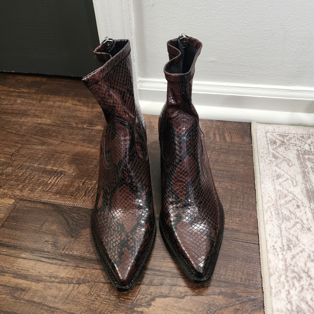 Dolce Vita Dark Brown Snakeskin Booties